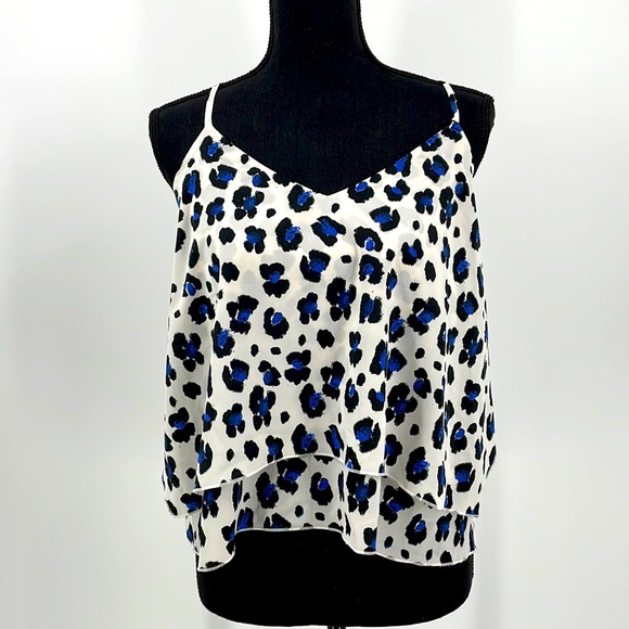 Bar lll St. Barths Leopard Animal Print Flowy Cut Out Tank Top Women's XS - Picture 1 of 10
